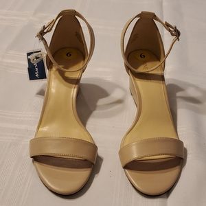 Nine West ankle strap cream wedge
